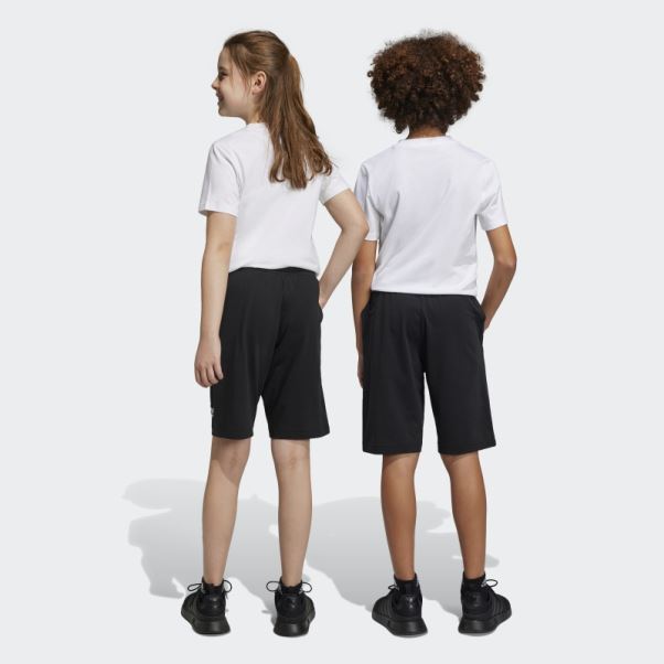 Short En Coton Adidas Essentials Noir Avec Gros Logo