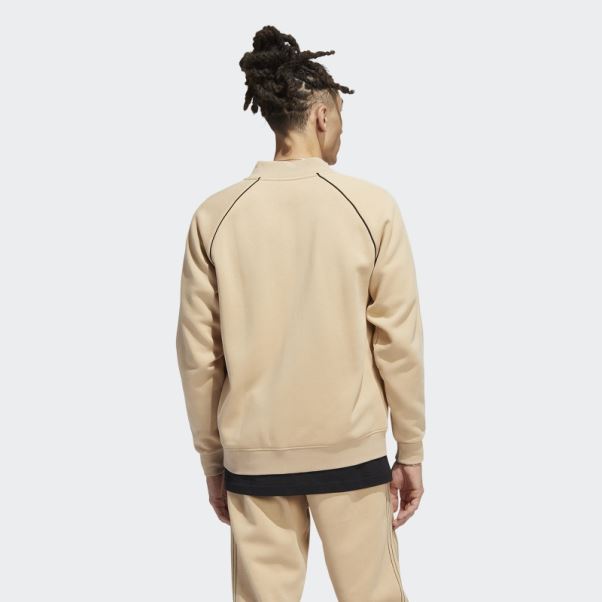 Adidas Veste De Survêtement Beige Polaire Sst