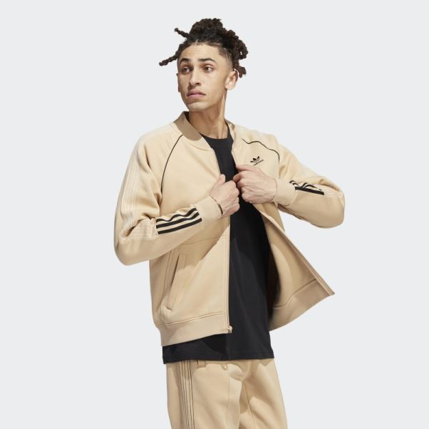 Adidas Veste De Survêtement Beige Polaire Sst