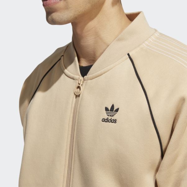 Adidas Veste De Survêtement Beige Polaire Sst