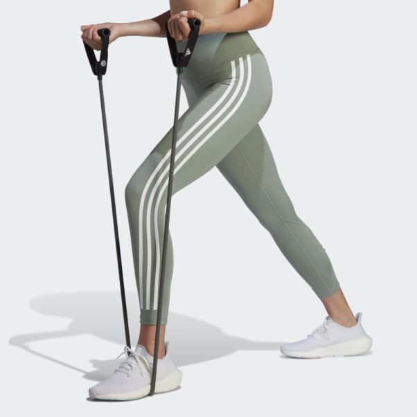 Optime Train Icons 3-stripes 7/8 Leggings Adidas Argent Vert
