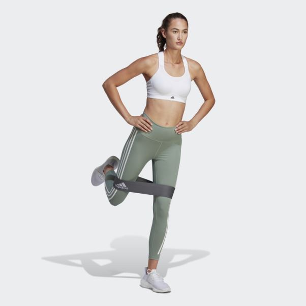 Optime Train Icons 3-stripes 7/8 Leggings Adidas Argent Vert