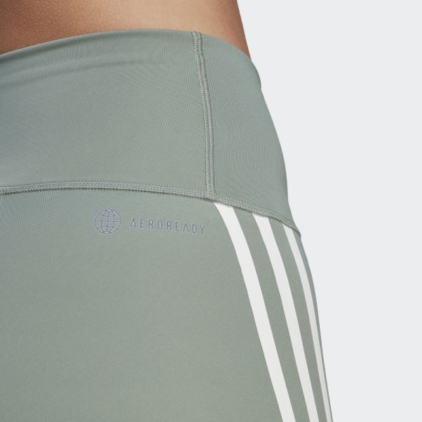 Optime Train Icons 3-stripes 7/8 Leggings Adidas Argent Vert