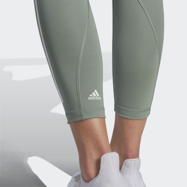 Optime Train Icons 3-stripes 7/8 Leggings Adidas Argent Vert