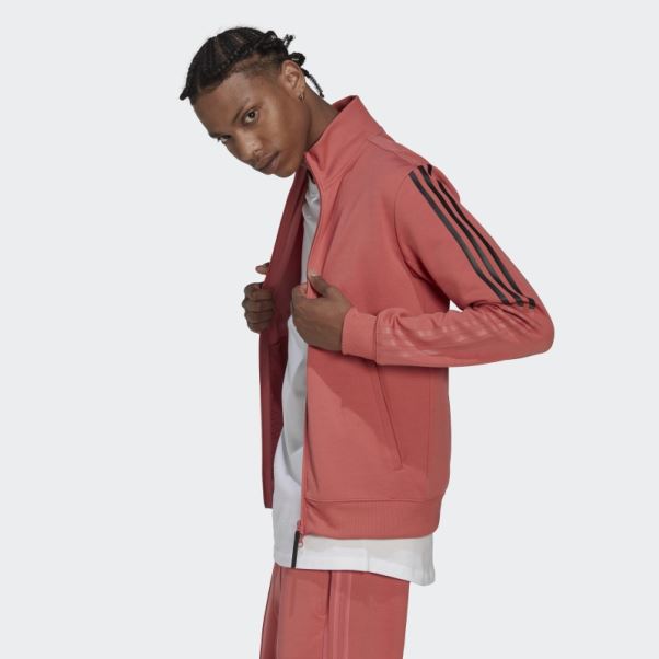 Haut De Survêtement Ajusté 3 Bandes Adidas Rouge