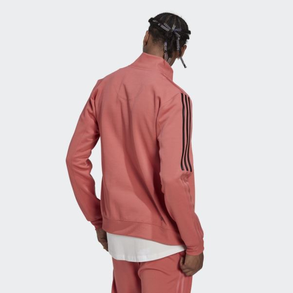Haut De Survêtement Ajusté 3 Bandes Adidas Rouge