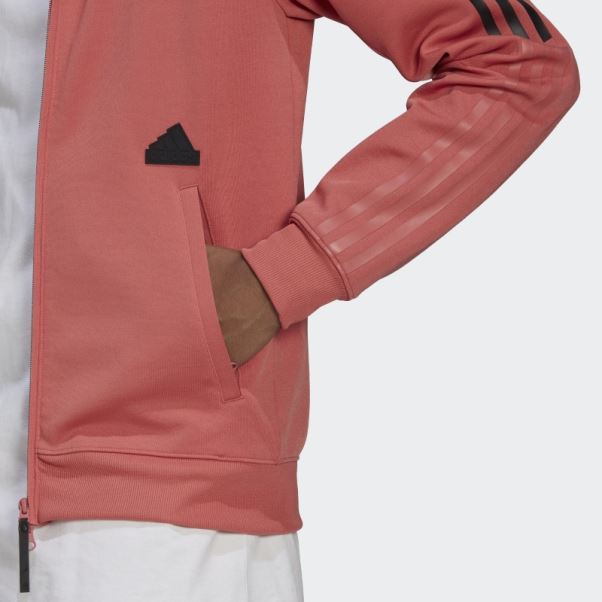 Haut De Survêtement Ajusté 3 Bandes Adidas Rouge