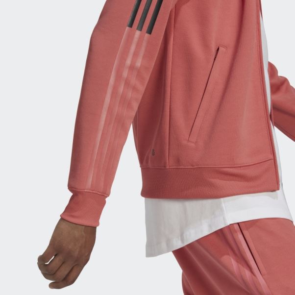 Haut De Survêtement Ajusté 3 Bandes Adidas Rouge