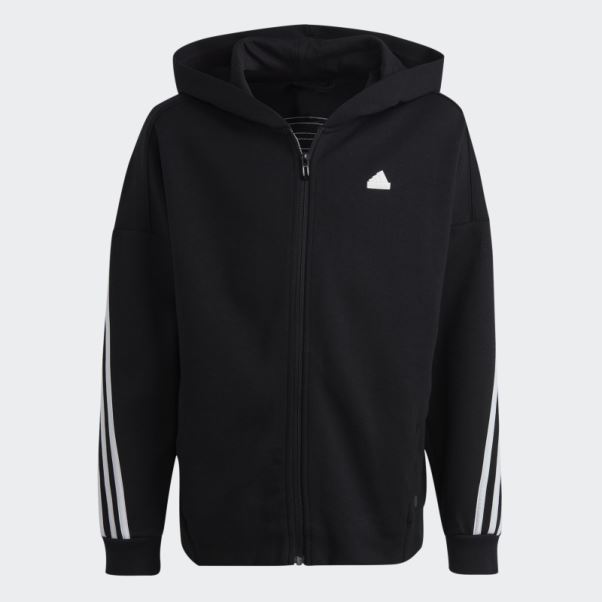 Adidas Future Icon 3-stripes Full-zip Hooded Track Top Noir