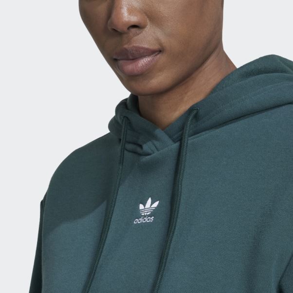 Adidas Sweat à Capuche Court Polaire Adicolor Essentials Vert Minéral
