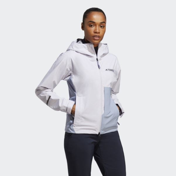 Veste De Pluie 2,5 Couches Adidas Terrex Multi Rain.rdy Aube Argentée