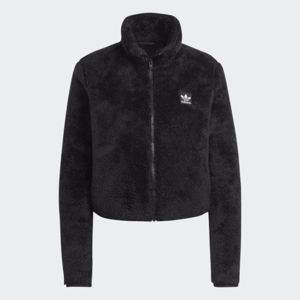 Haut Slim Zippé Adidas Essentials+ Fluffy Teddy Noir