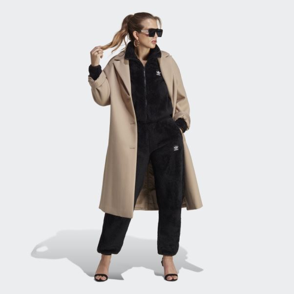 Haut Slim Zippé Adidas Essentials+ Fluffy Teddy Noir
