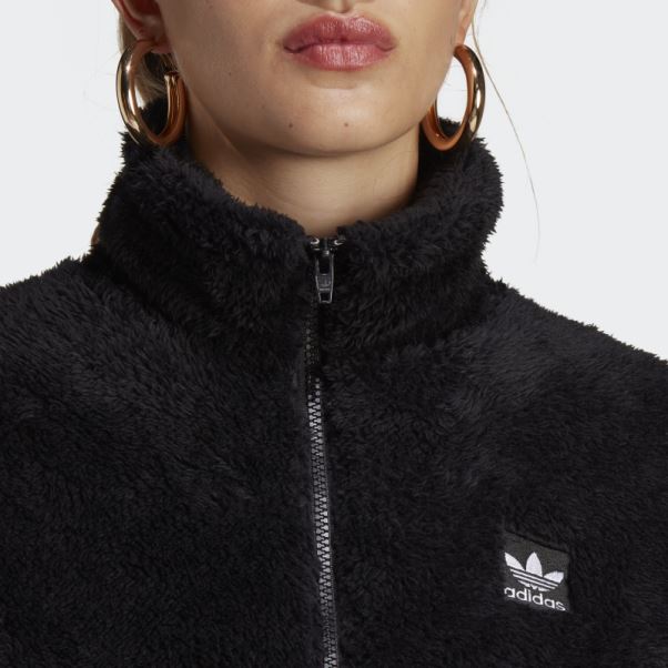 Haut Slim Zippé Adidas Essentials+ Fluffy Teddy Noir