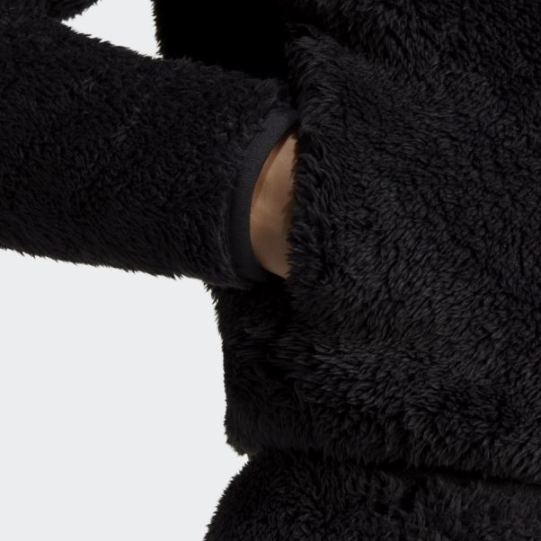 Haut Slim Zippé Adidas Essentials+ Fluffy Teddy Noir