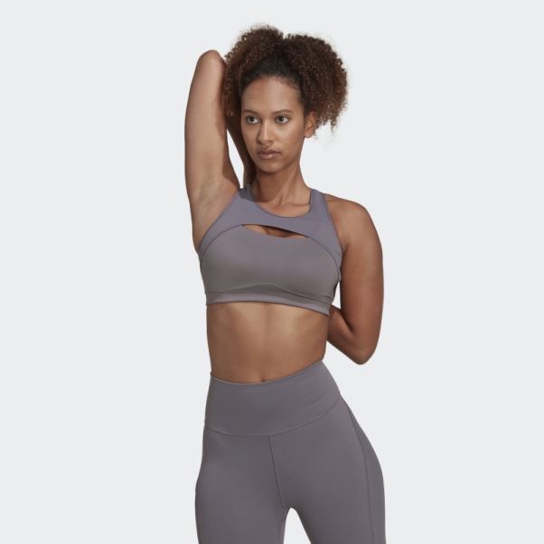 Coreflow Studio Soutien-gorge De Yoga Coupe-vent à Maintien Moyen Trace Gris Adidas