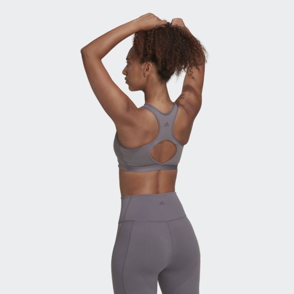 Coreflow Studio Soutien-gorge De Yoga Coupe-vent à Maintien Moyen Trace Gris Adidas