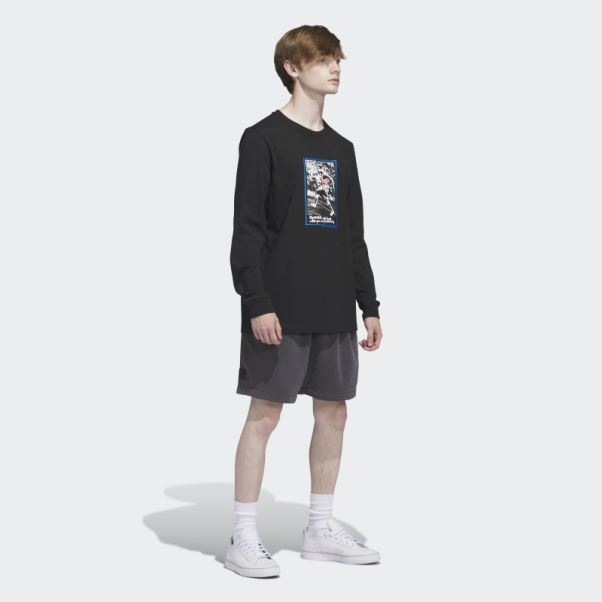 T-shirt à Manches Longues Adidas Graphic Shmoofoil Noir