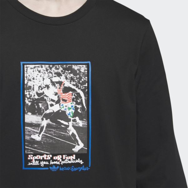 T-shirt à Manches Longues Adidas Graphic Shmoofoil Noir