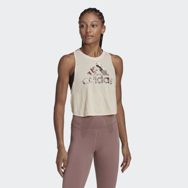 Aeroready Made For Training Débardeur Fleuri Adidas Ecru Tint