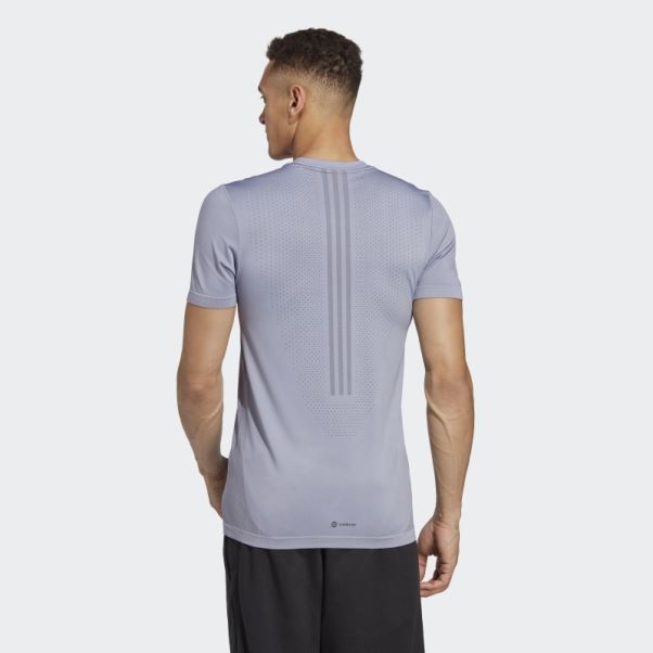 Adidas Aeroknit Yoga Base T-shirt D'entraînement Sans Coutures Argent Violet
