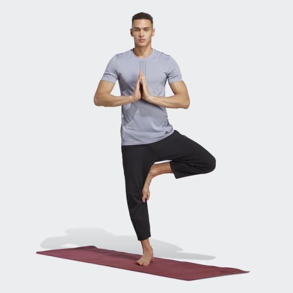 Adidas Aeroknit Yoga Base T-shirt D'entraînement Sans Coutures Argent Violet