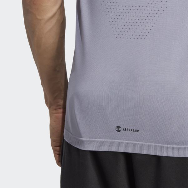 Adidas Aeroknit Yoga Base T-shirt D'entraînement Sans Coutures Argent Violet