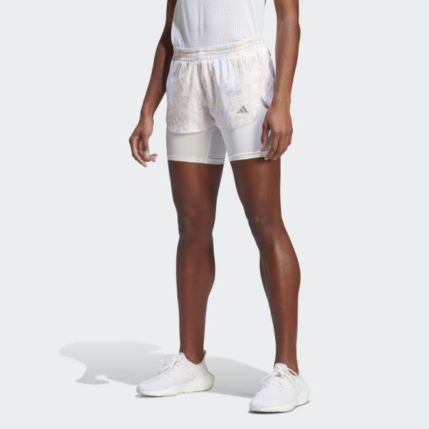 Short Adidas Run Fast 2 En 1 Blanc