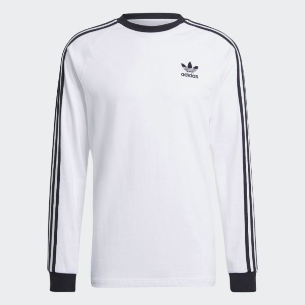 T-shirt à Manches Longues Adidas Adicolor Classics Blanc à 3 Bandes