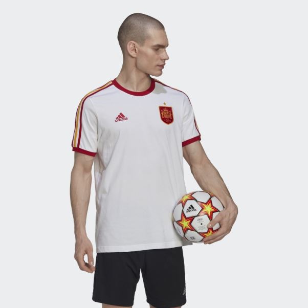 T-shirt Blanc à 3 Bandes Adidas Espagne