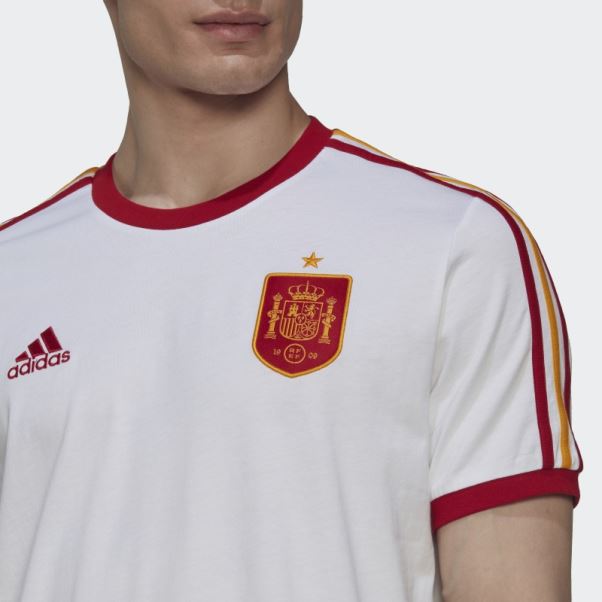 T-shirt Blanc à 3 Bandes Adidas Espagne