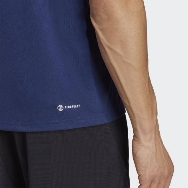 T-shirt D'entraînement Adidas Train Essentials Prime Bleu Foncé