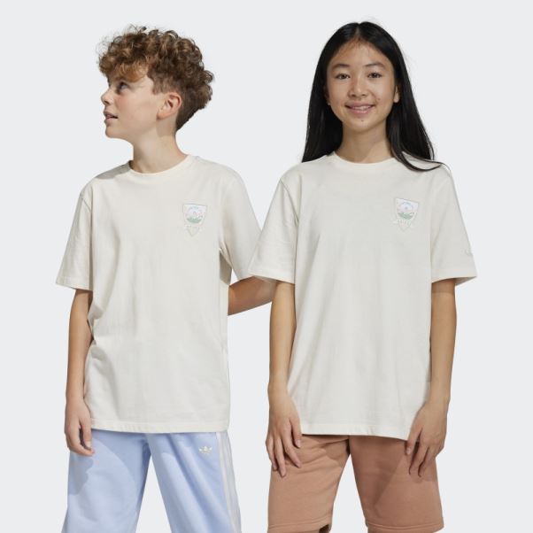 Tee Shirt Boyfriend Imprimé Graphique Adidas Blanc