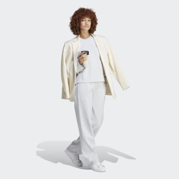 Sweat Gris Clair Chiné Premium Essentials Crew Adidas