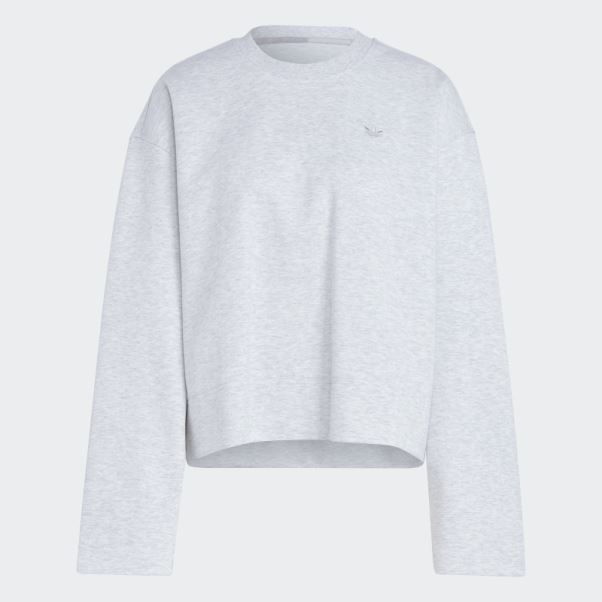 Sweat Gris Clair Chiné Premium Essentials Crew Adidas