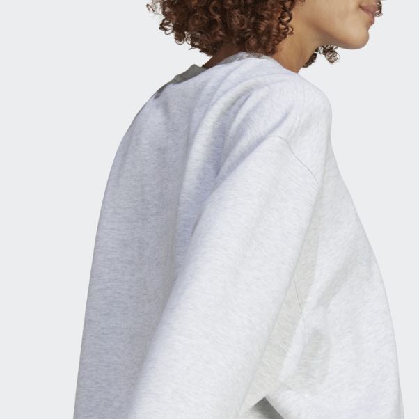 Sweat Gris Clair Chiné Premium Essentials Crew Adidas