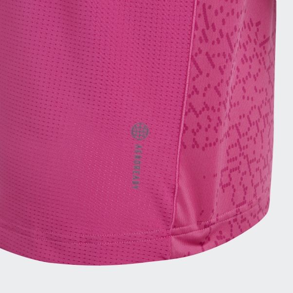 T-shirt Fushia Aeroready 3 Bandes Imprimé Sur L'ensemble Adidas
