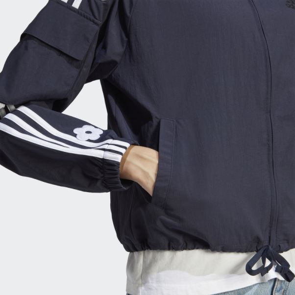 Adidas Veste Légère à 3 Bandes D'encre Avec Des Patchs De Fleurs En Chenille