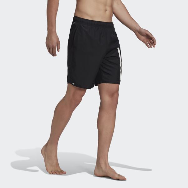 Short De Bain 3 Bandes Longueur Classique Noir Adidas