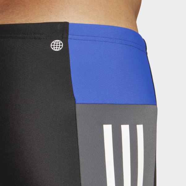Boxer De Bain Colorblock 3 Bandes Noir Adidas