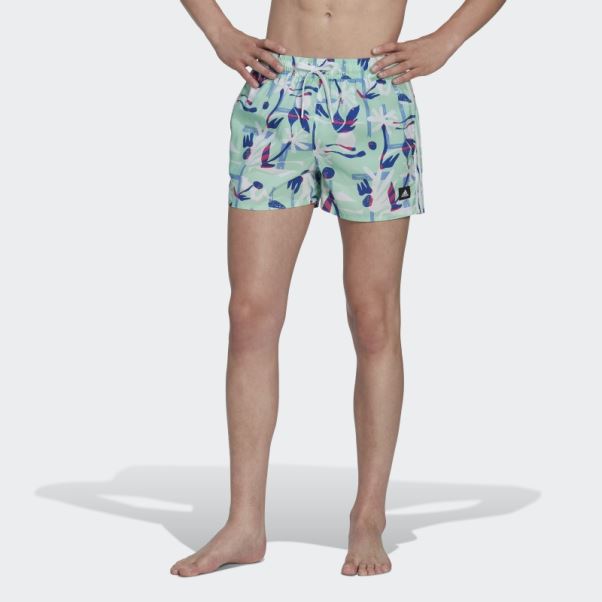 Short De Bain Très Court Clx Floral Saisonnier Adidas Menthe