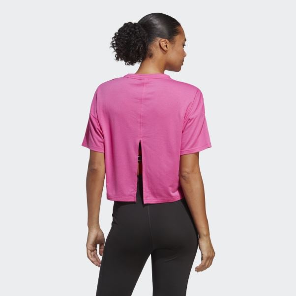 T-shirt Adidas Train Icones 3 Bar Logo Fuchsia