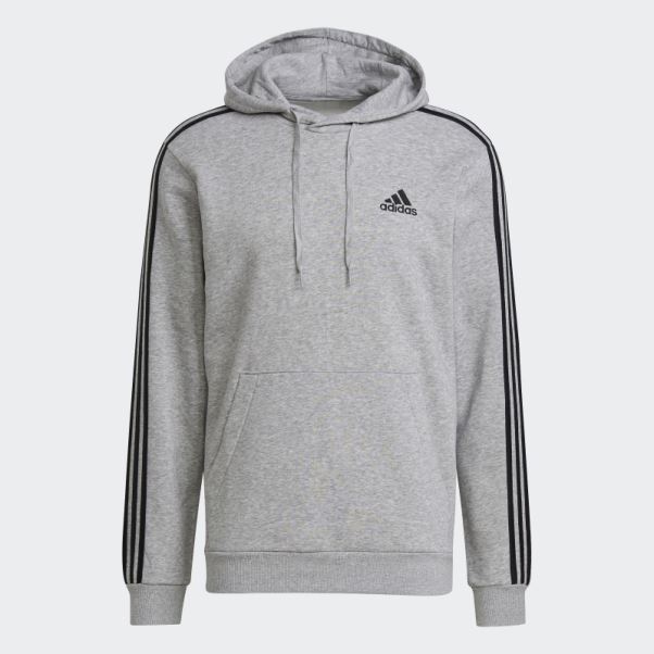 Sweat à Capuche Essentials Fleece 3-stripes Adidas Gris Moyen