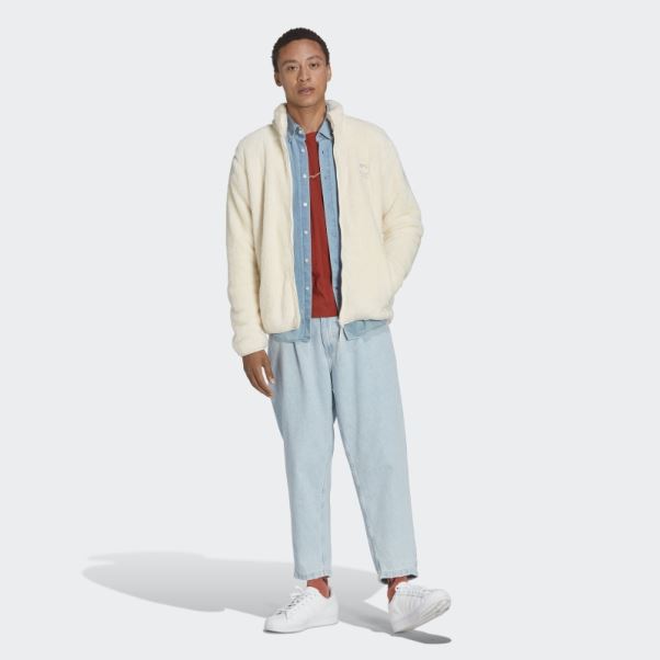Veste De Survêtement Essentials+ Fluffy Fleece Adidas Blanc