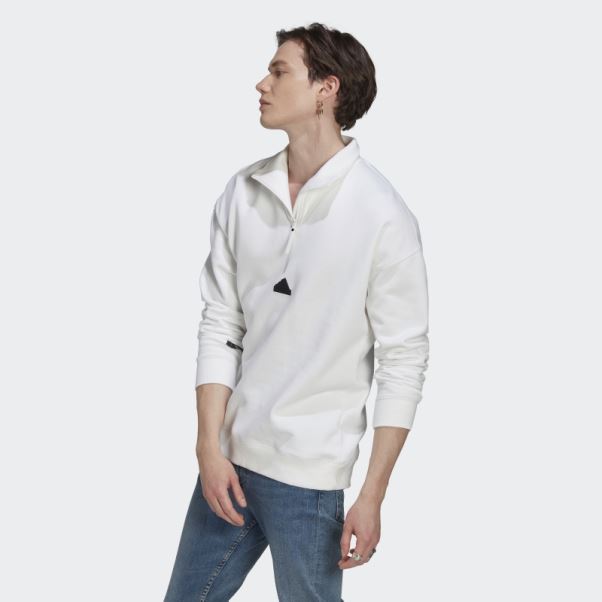 Sweat Adidas 1/4 Zip Blanc