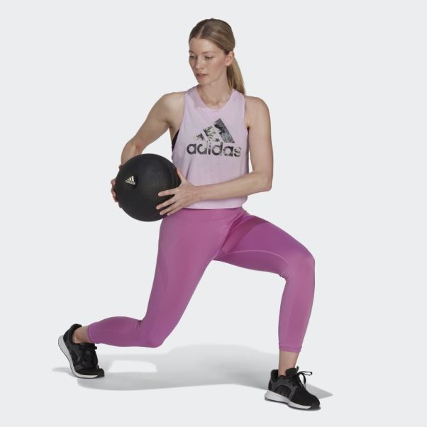 Adidas Aeroready Made For Training Débardeur à Fleurs Lilas