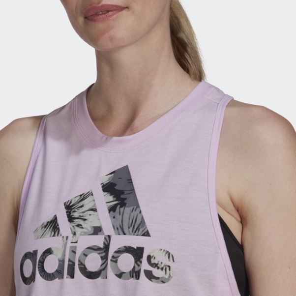 Adidas Aeroready Made For Training Débardeur à Fleurs Lilas