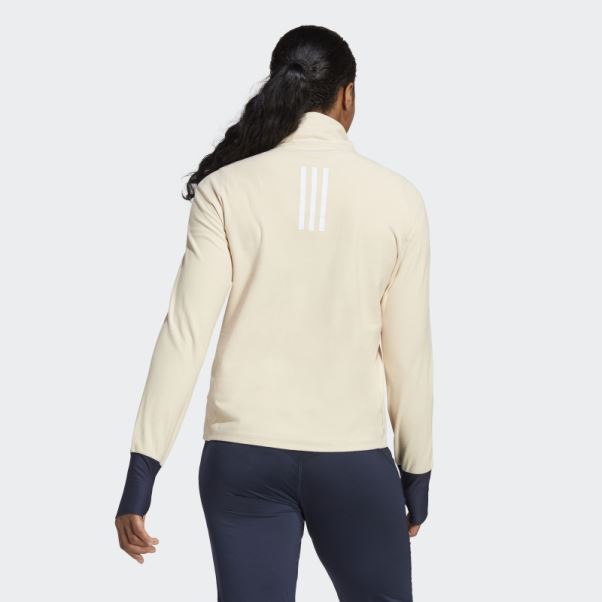 Adidas Boston Marathon 2023 Haut De Running Manches Longues 1/2-zip Sable