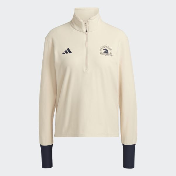 Adidas Boston Marathon 2023 Haut De Running Manches Longues 1/2-zip Sable