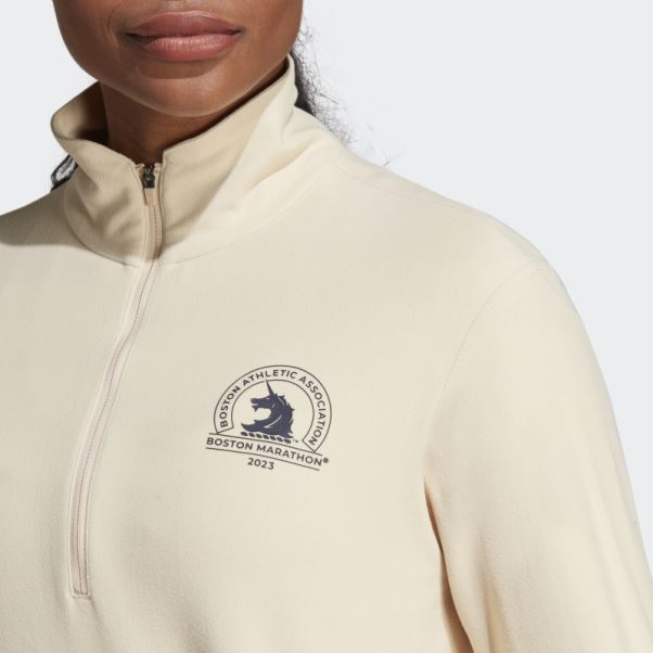 Adidas Boston Marathon 2023 Haut De Running Manches Longues 1/2-zip Sable